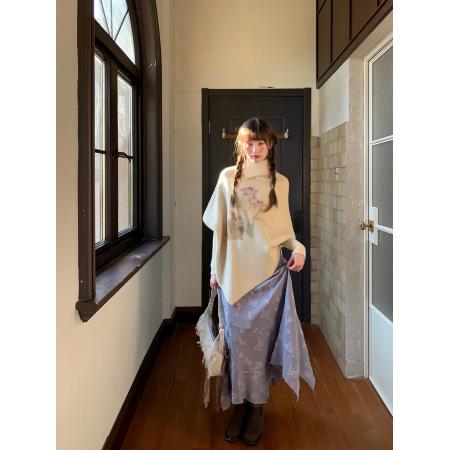 FA45562# 芝士日慵懒蝙蝠袖修身毛织衫秋冬女百搭温柔不规则米色毛衣套装 服裝批發女裝批發服飾貨源