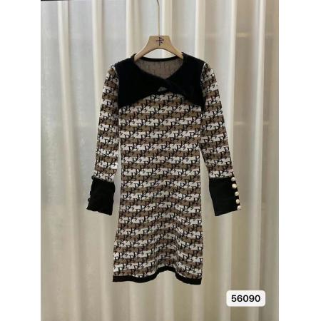 FA45563# 小香风法式复古针织连衣裙秋冬女装名媛中长款打底毛衣裙子 服裝批發女裝批發服飾貨源