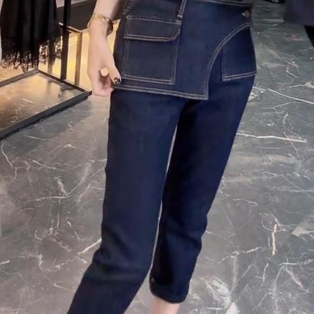 FA45567# 大码女装早秋季牛仔裤子女夏季薄款高腰显瘦百搭直筒烟管裤 服裝批發女裝批發服飾貨源