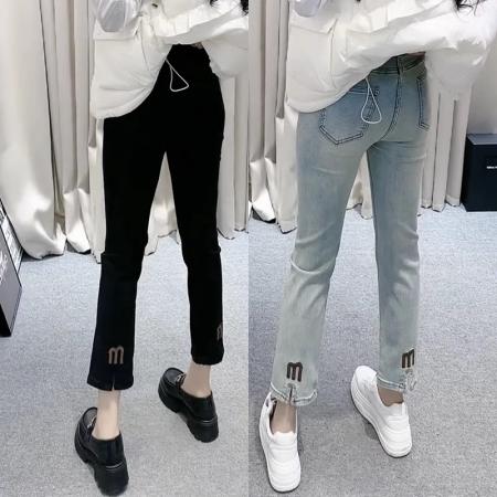 FA45569# 梨形身材微胖穿搭大码女装九分直筒烟管牛仔裤子女春季新款 服裝批發女裝批發服飾貨源