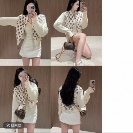 FA45582# 环保毛毛印花拼接毛衣袖短款百搭时尚外套 服裝批發女裝批發服飾貨源