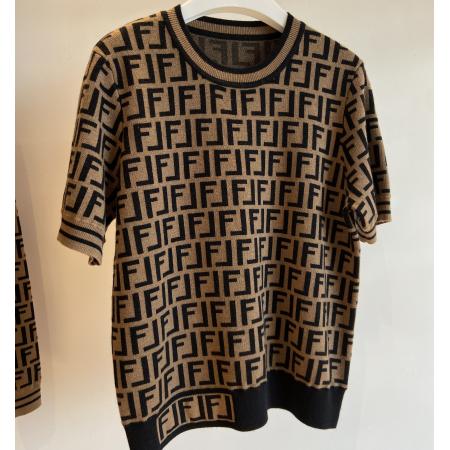 FA45594# 中袖羊毛衫女精纺圆领上衣秋冬品牌洋气毛衣半袖提花针织衫 服裝批發女裝批發服飾貨源