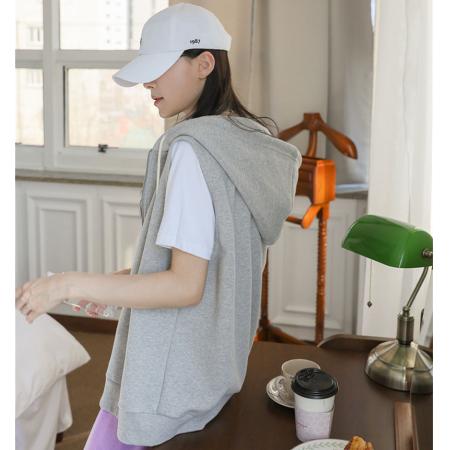 FA45606# 连帽卫衣无袖小背心百搭马甲女秋韩版小个子显瘦加厚马夹外套 服裝批發女裝批發服飾貨源