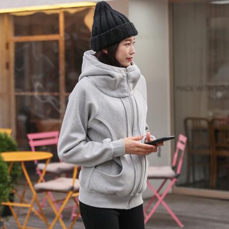 FA45607# 高领连帽加绒加厚保暖运动卫衣春秋立体收腰文艺外套上衣学生 服裝批發女裝批發服飾貨源