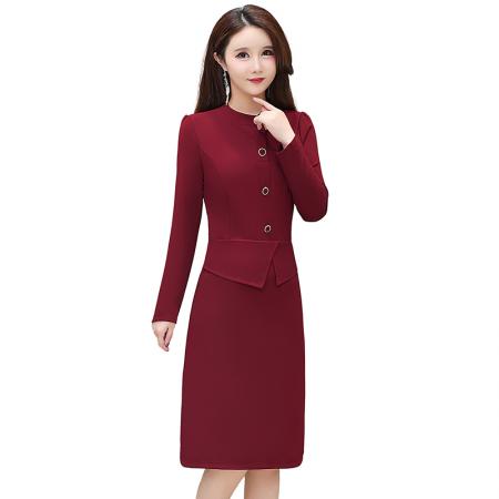 FA45612# 新款假两件长袖连衣裙女时尚洋气收腰显瘦中长款包臀裙子 服裝批發女裝批發服飾貨源
