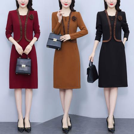 FA45613# 新款气质收腰显瘦中长款连衣裙装 服裝批發女裝批發服飾貨源