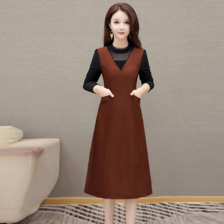 FA45617# 新时尚女装圆领连衣裙装中长款修身包臀铅笔裙春秋款 服裝批發女裝批發服飾貨源