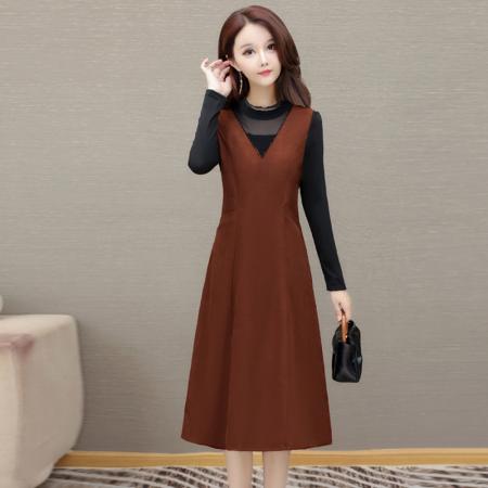 FA45617# 新时尚女装圆领连衣裙装中长款修身包臀铅笔裙春秋款 服裝批發女裝批發服飾貨源