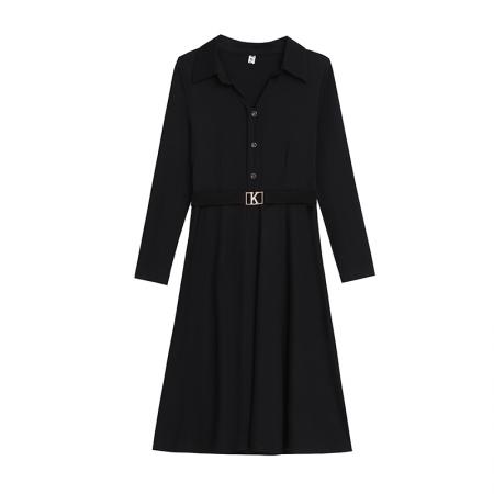 FA45633# 大码女装胖mm长袖气质修身显瘦遮肚子时尚简约连衣裙 服裝批發女裝批發服飾貨源