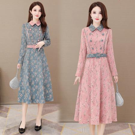 FA45634# 长袖连衣裙子秋季广州十三行女装爆款轻奢高级感气质品牌高端国际 服裝批發女裝批發服飾貨源