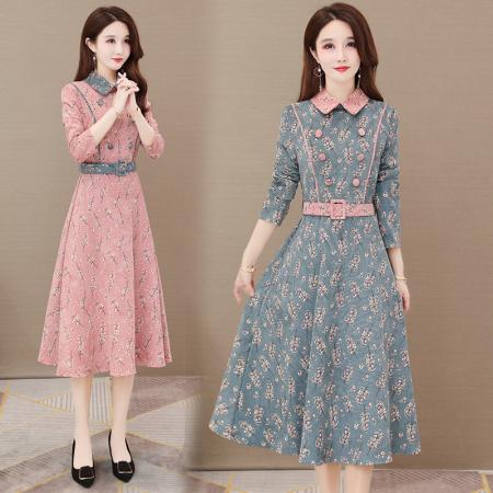 FA45634# 长袖连衣裙子秋季广州十三行女装爆款轻奢高级感气质品牌高端国际 服裝批發女裝批發服飾貨源