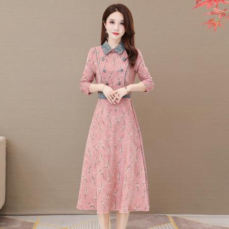 FA45634# 长袖连衣裙子秋季广州十三行女装爆款轻奢高级感气质品牌高端国际 服裝批發女裝批發服飾貨源