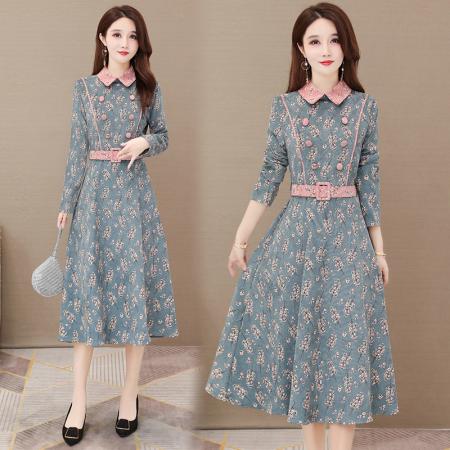 FA45634# 长袖连衣裙子秋季广州十三行女装爆款轻奢高级感气质品牌高端国际 服裝批發女裝批發服飾貨源