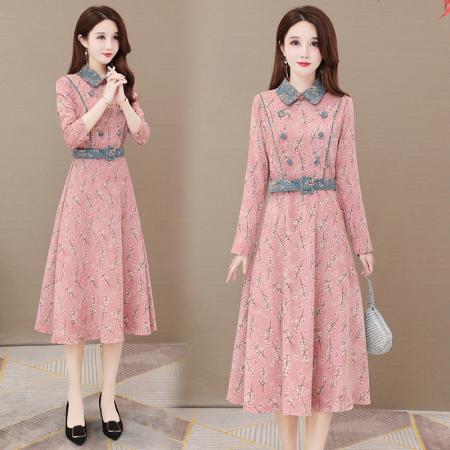 FA45634# 长袖连衣裙子秋季广州十三行女装爆款轻奢高级感气质品牌高端国际 服裝批發女裝批發服飾貨源