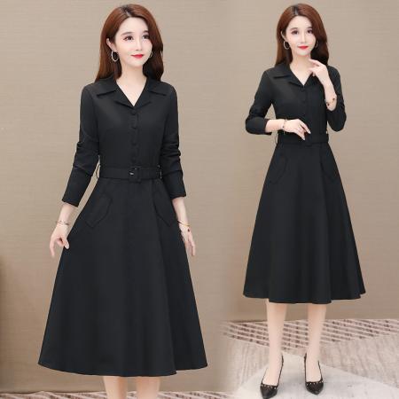 FA45637# 长袖连衣裙新款女装春秋中长款气质女神范名媛高端春季裙子 服裝批發女裝批發服飾貨源