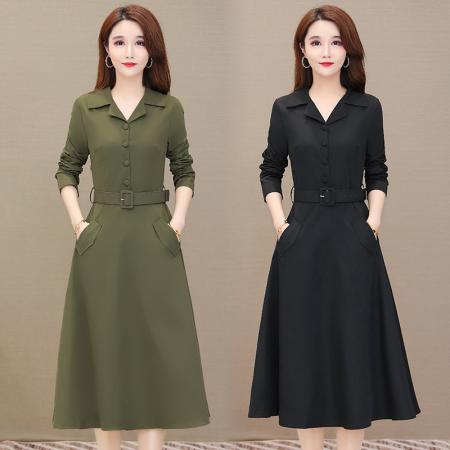 FA45637# 长袖连衣裙新款女装春秋中长款气质女神范名媛高端春季裙子 服裝批發女裝批發服飾貨源