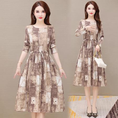 FA45638# 高端亚麻长袖棉麻连衣裙女秋装新款今年流行爆款收腰气质裙子 服裝批發女裝批發服飾貨源