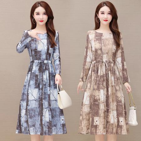 FA45638# 高端亚麻长袖棉麻连衣裙女秋装新款今年流行爆款收腰气质裙子 服裝批發女裝批發服飾貨源