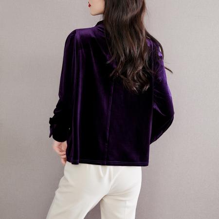 FA45644# 灯芯绒珍珠褶皱质感设计冬新品时尚气质复古女式打底衫 服裝批發女裝批發服飾貨源