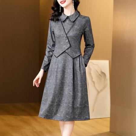 FA45646# 秋冬新款气质女人味修身显瘦连衣裙假两件裙子 服裝批發女裝批發服飾貨源
