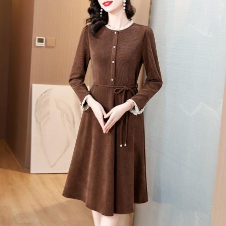 FA45649# 秋季新款女装设计感高端洋气连衣裙收腰显瘦遮肚子装裙子 服裝批發女裝批發服飾貨源