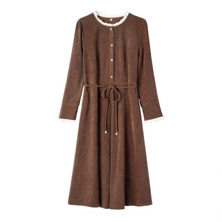 FA45649# 秋季新款女装设计感高端洋气连衣裙收腰显瘦遮肚子装裙子 服裝批發女裝批發服飾貨源