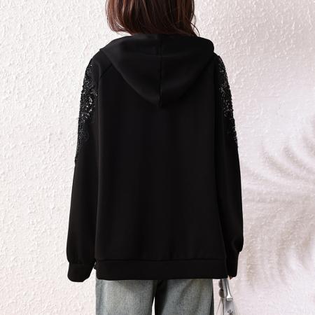 FA45655# 时髦设计感卫衣重工刺绣大码女装胖mm秋季新款显瘦卫衣 服裝批發女裝批發服飾貨源