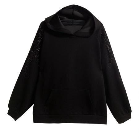 FA45655# 时髦设计感卫衣重工刺绣大码女装胖mm秋季新款显瘦卫衣 服裝批發女裝批發服飾貨源