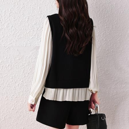 FA45659# 经典时光蕾丝拼接假两件衬衫女秋时尚气质显瘦上衣 服裝批發女裝批發服飾貨源