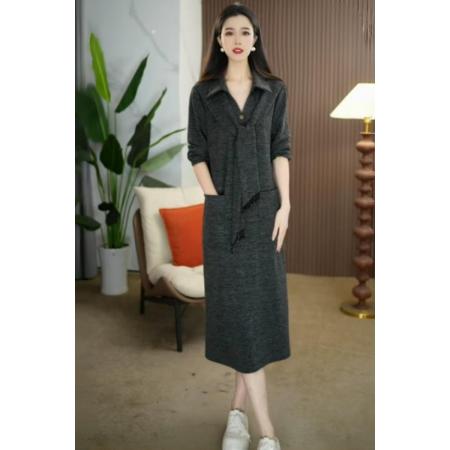 FA45672# 时尚气质显瘦修身减龄长袖连衣裙秋冬新款连衣裙 服裝批發女裝批發服飾貨源