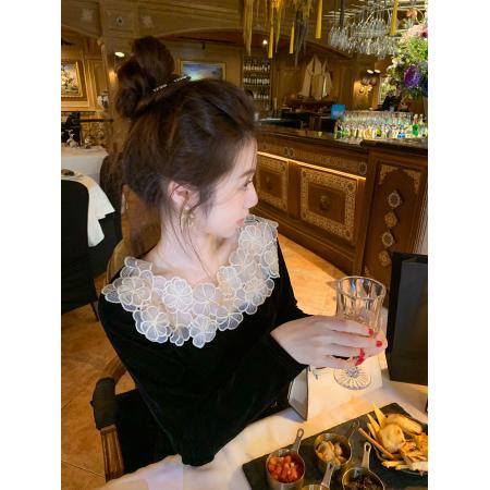 FA45681# 长袖t恤女新款早秋绝美巨好看的设计感小众女丝绒上衣打底衫 服裝批發女裝批發服飾貨源