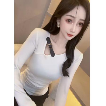 FA45687# 秋季新款时尚百搭纯欲辣妹显瘦长袖T恤女上衣女 服裝批發女裝批發服飾貨源