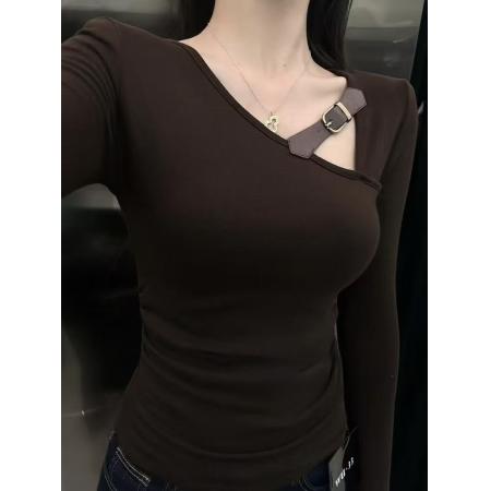 FA45687# 秋季新款时尚百搭纯欲辣妹显瘦长袖T恤女上衣女 服裝批發女裝批發服飾貨源