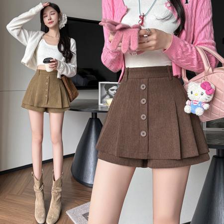灯芯绒高腰短裙女秋冬款款A字裙半身裙百褶裙 服裝批發女裝批發服飾貨源