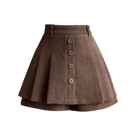 灯芯绒高腰短裙女秋冬款款A字裙半身裙百褶裙 服裝批發女裝批發服飾貨源