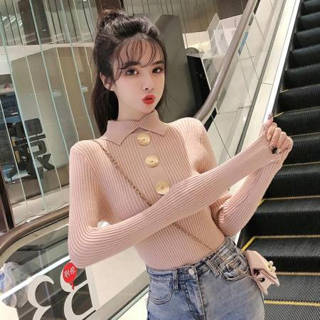 FA45711# 韩版百搭内搭长袖紧身针织打底衫女上衣洋气套头毛衣 服裝批發女裝批發服飾貨源