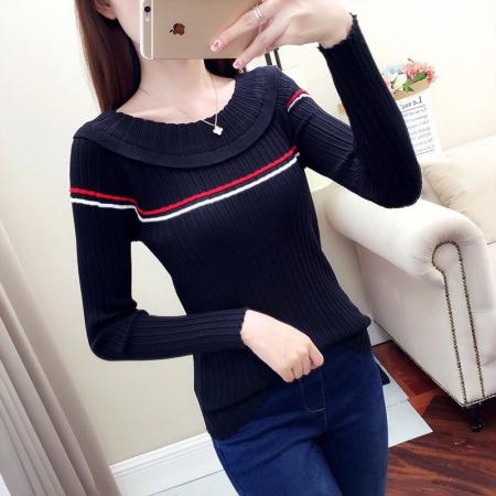 FA45712# 秋冬新款圆领毛衣女针织衫韩版修身套头显瘦长袖打底衫丝光棉 服裝批發女裝批發服飾貨源