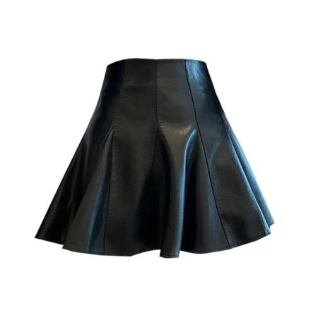 皮裙半身裙女秋冬时尚百搭气质短裙显瘦高腰包臀裙a字裙pu小皮裙 服裝批發女裝批發服飾貨源