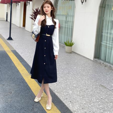 FA45725# 大码女装秋季新款胖mm韩版减龄收腰中长显瘦连衣裙 服裝批發女裝批發服飾貨源