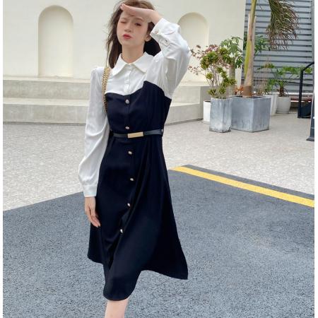 FA45725# 大码女装秋季新款胖mm韩版减龄收腰中长显瘦连衣裙 服裝批發女裝批發服飾貨源