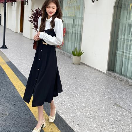 FA45725# 大码女装秋季新款胖mm韩版减龄收腰中长显瘦连衣裙 服裝批發女裝批發服飾貨源