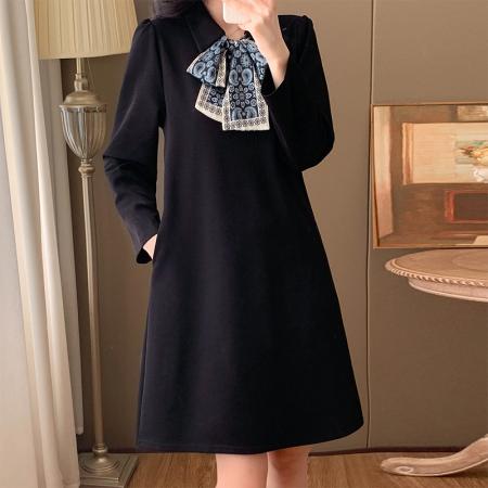 秋季新款大码宽松时尚中长裙子遮肉显瘦百搭打底连衣裙女 服裝批發女裝批發服飾貨源