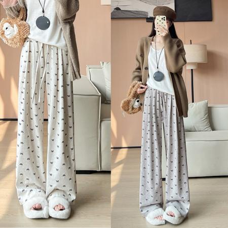 秋季大码女装蝴蝶结糯米裤山本裤直筒垂感阔腿裤软糯拖地裤 服裝批發女裝批發服飾貨源