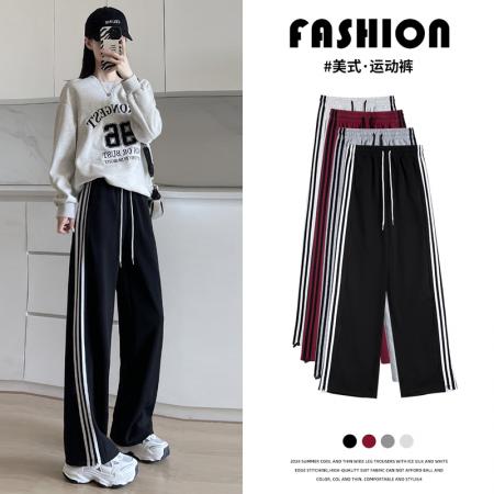 秋大码女装美式阔腿新款伞兵高腰显瘦宽松休闲束脚直筒卫裤 服裝批發女裝批發服飾貨源