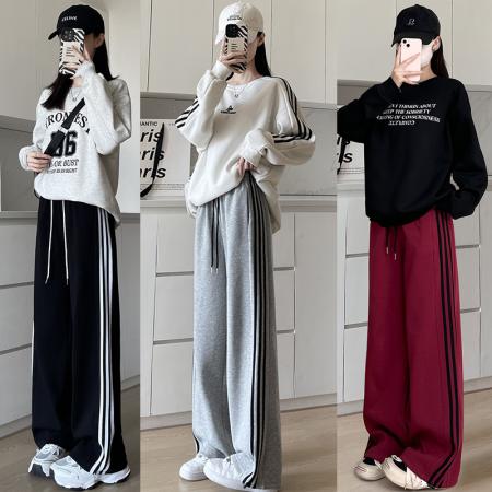 秋大码女装美式阔腿新款伞兵高腰显瘦宽松休闲束脚直筒卫裤 服裝批發女裝批發服飾貨源