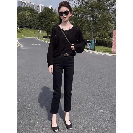 LN76341# 早秋长袖镂空薄款针织衫女新款早秋慵懒风宽松减龄毛衣上衣潮