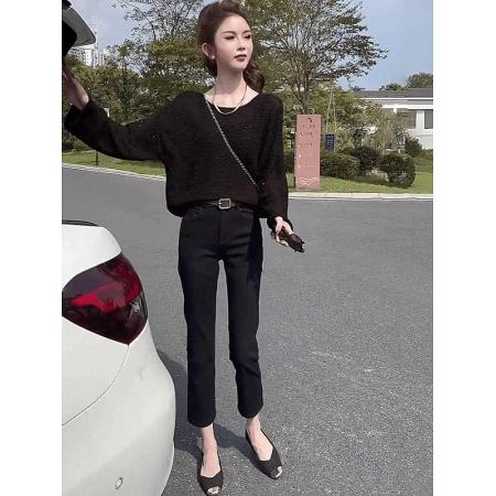 LN76341# 早秋长袖镂空薄款针织衫女新款早秋慵懒风宽松减龄毛衣上衣潮