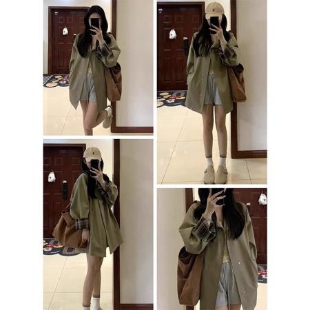 FA45753# 秋季新款高级感小个子短款风衣女宽松休闲短外套复古简约日系 服裝批發女裝批發服飾貨源