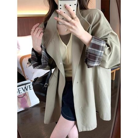 FA45753# 秋季新款高级感小个子短款风衣女宽松休闲短外套复古简约日系 服裝批發女裝批發服飾貨源