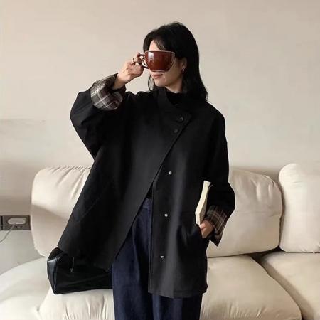 FA45753# 秋季新款高级感小个子短款风衣女宽松休闲短外套复古简约日系 服裝批發女裝批發服飾貨源